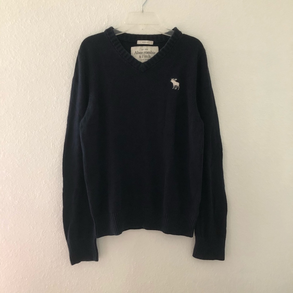 A&F Men Sz:M Dark Blue V-Neck Sweater